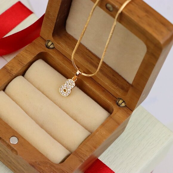 "Rose Gold Number 8 Pendant with Crystals – 18K Gold Plated Charm, XPPT1348 - Picture 9 of 13